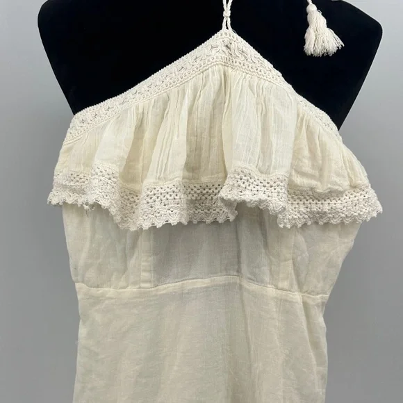Urban Outfitters Dress off white Cream Halter Neck Ruffle size small - Picture 3 of 7